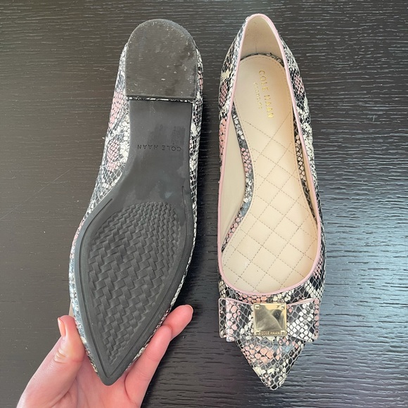 Cole Haan Tali Bow Flat In Misty Rose Snake Print - Picture 5 of 9